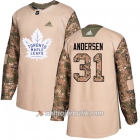 Män Ishockey Toronto Maple Leafs Tröja Frederik Andersen 31 Adidas 2017-2018 Camo Veterans Day Practice Authentic